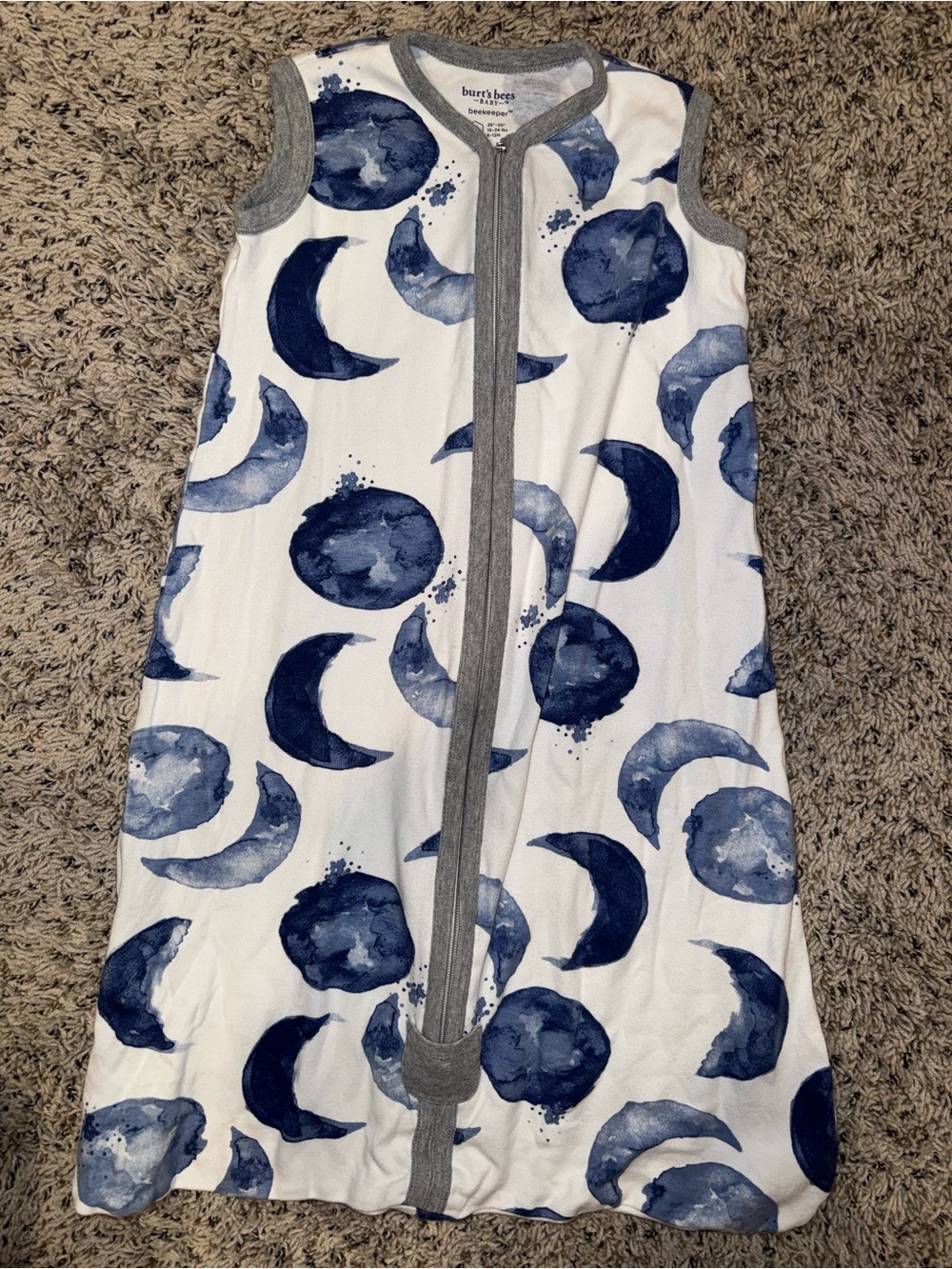 Burt's Bees Baby Beekeeper Zipper Cotton Sleepsack 6-12M Moon & Stars